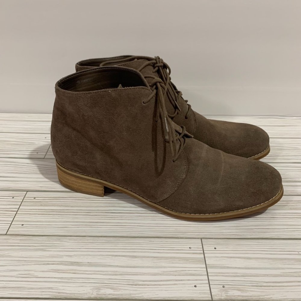 Blondo Waterproof Dark Suede Ankle Boots Taupe Size 10 - Picture 5 of 12